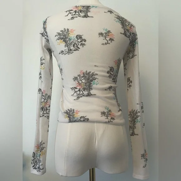 Mudd Cream Unicorn Toile Skimmer Top | XS Fairycore Coquette Y2K - Picture 4 of 8